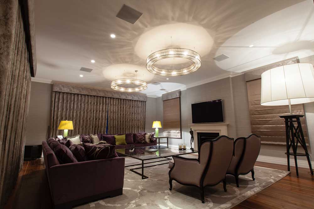 Preset Lutron lighting control scene as part of the home automation system.