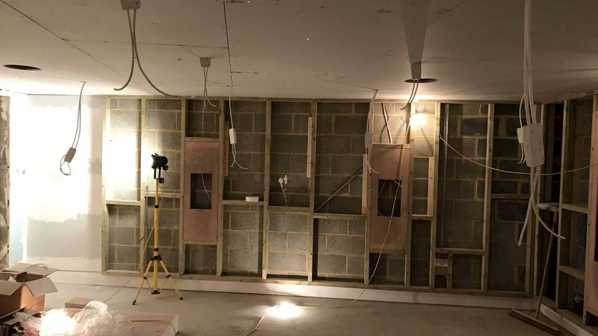 Home cinema construction - side wall and wiring