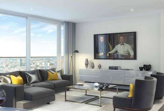 Apartment with smart home technology. We used a Crestron Control System to provide users with complete home control.