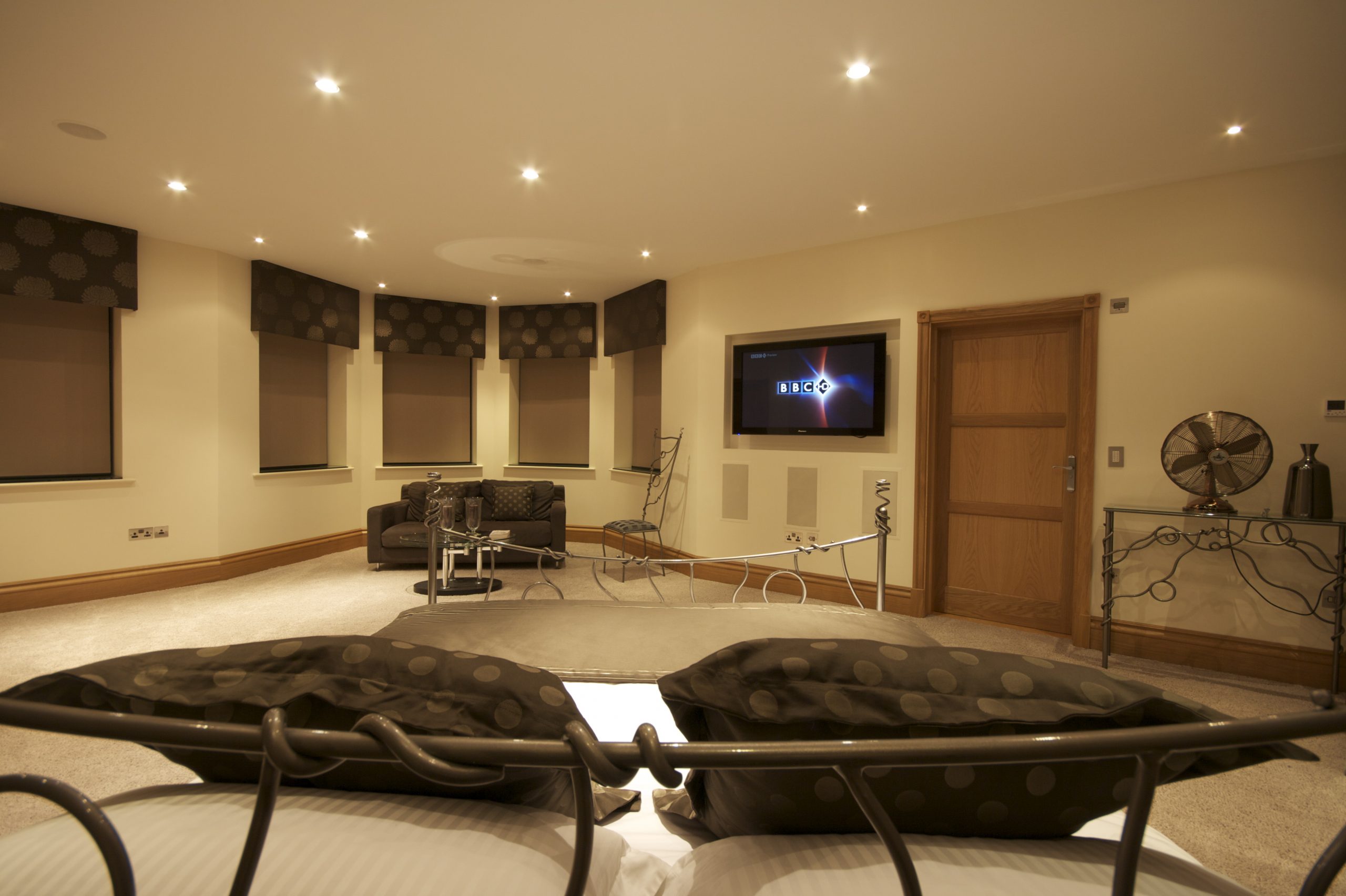 Media room in bedroom as part of the home technlogy solution.