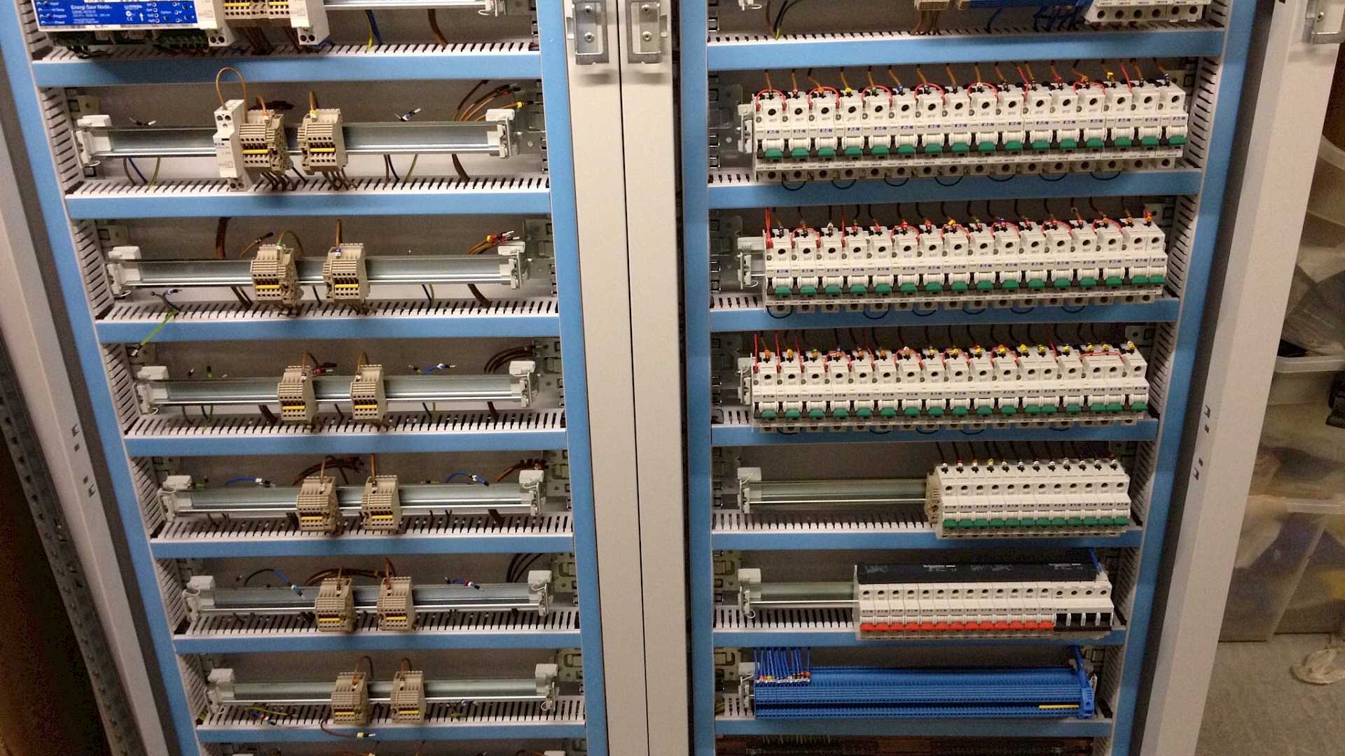 Lighting control panel during construction
