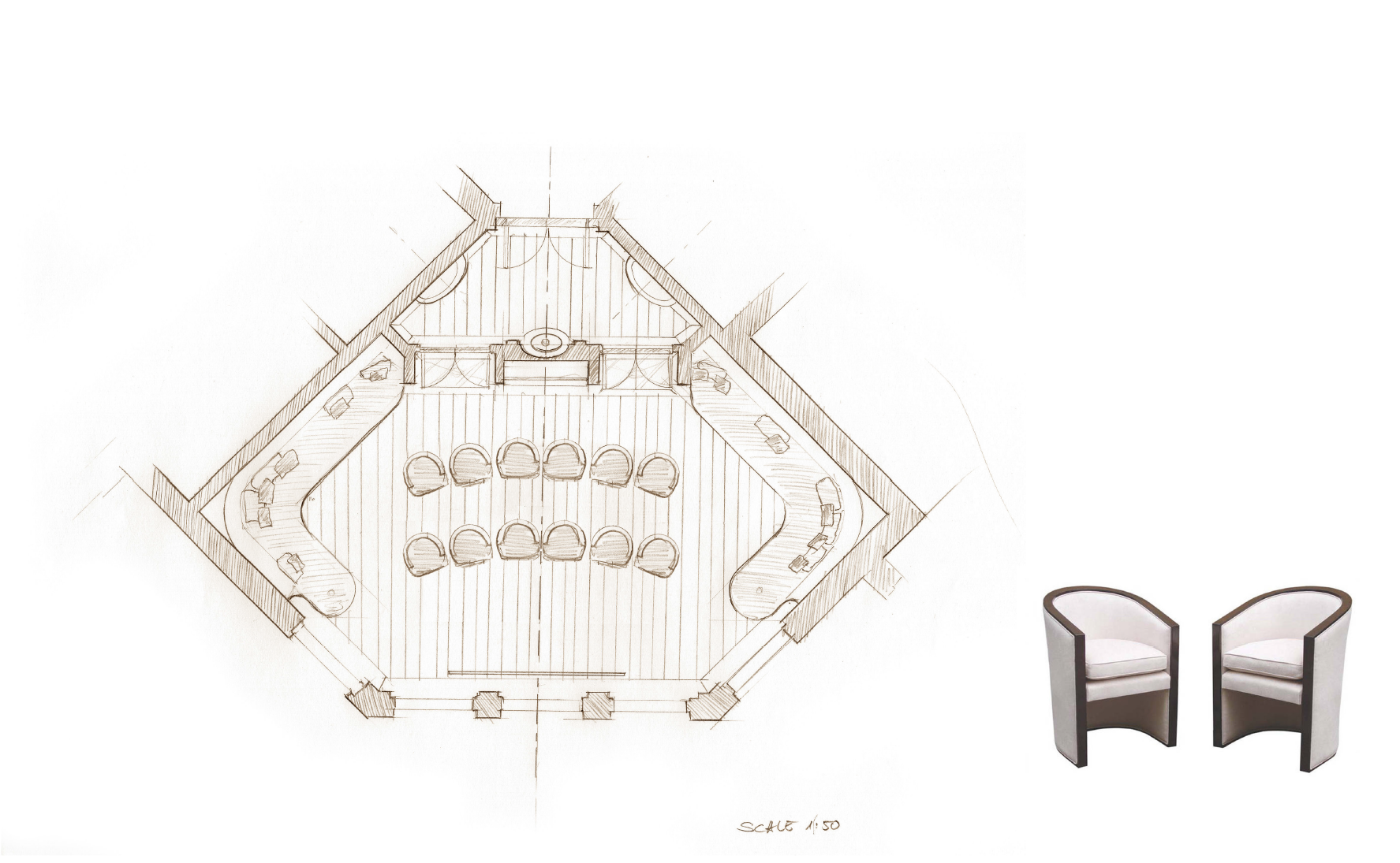Plan view showing seating