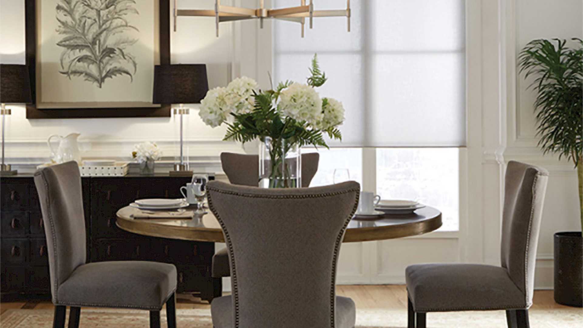 Lutron blinds will provide a sleek and sophisticated option to coordinate with every taste and decor. Image shows Lutron blinds install.