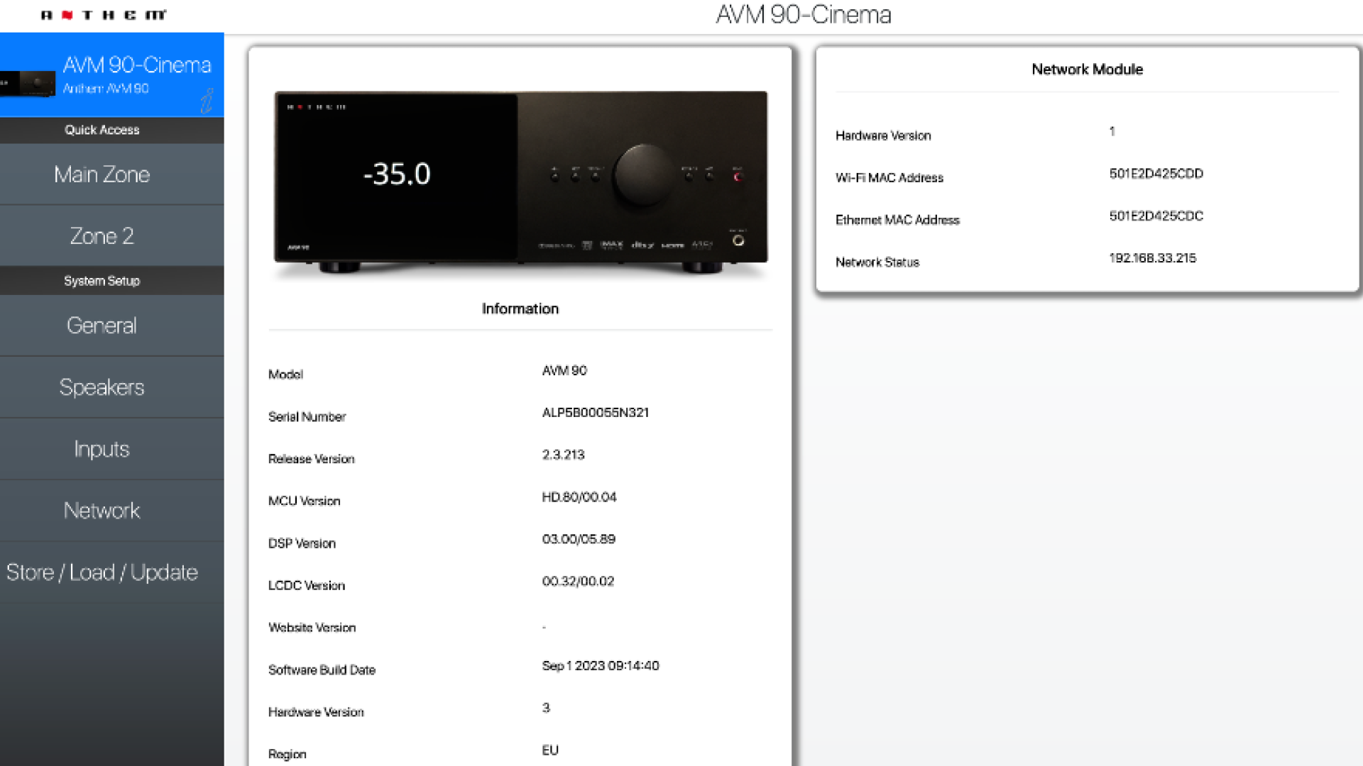The processing in this small home cinema room is handled any an Anthem AVM90.