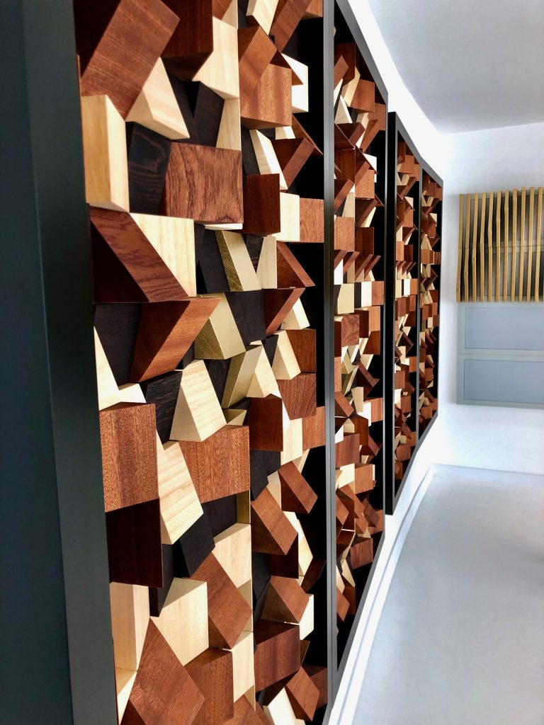 Image shows acoustic refraction treatment, on wall.