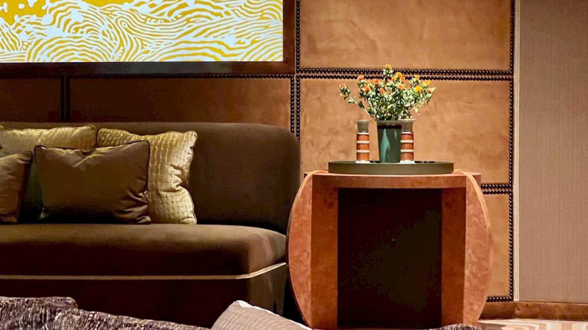 A Meridian loudspeaker, installed within a bespoke side table.